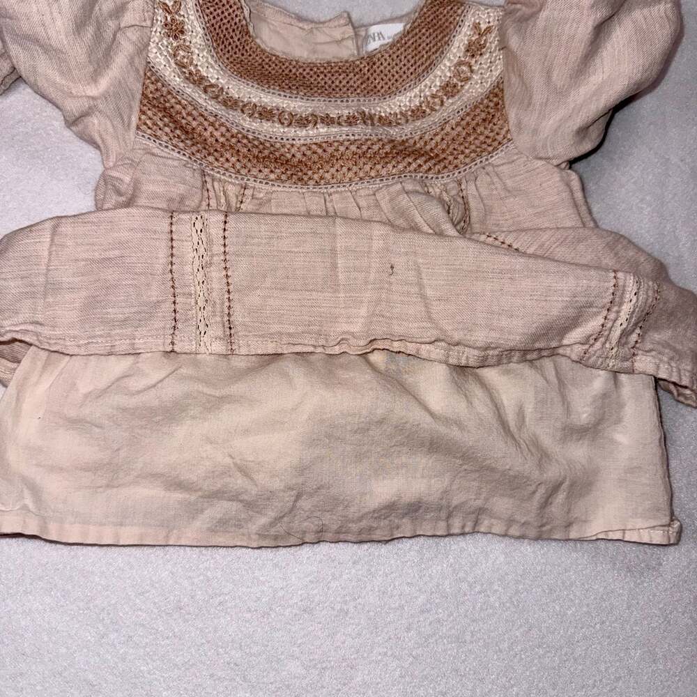 Sz 2-3 Zara Baby Embroidered Smocked Yoke Blouse Top - Picture 5 of 11